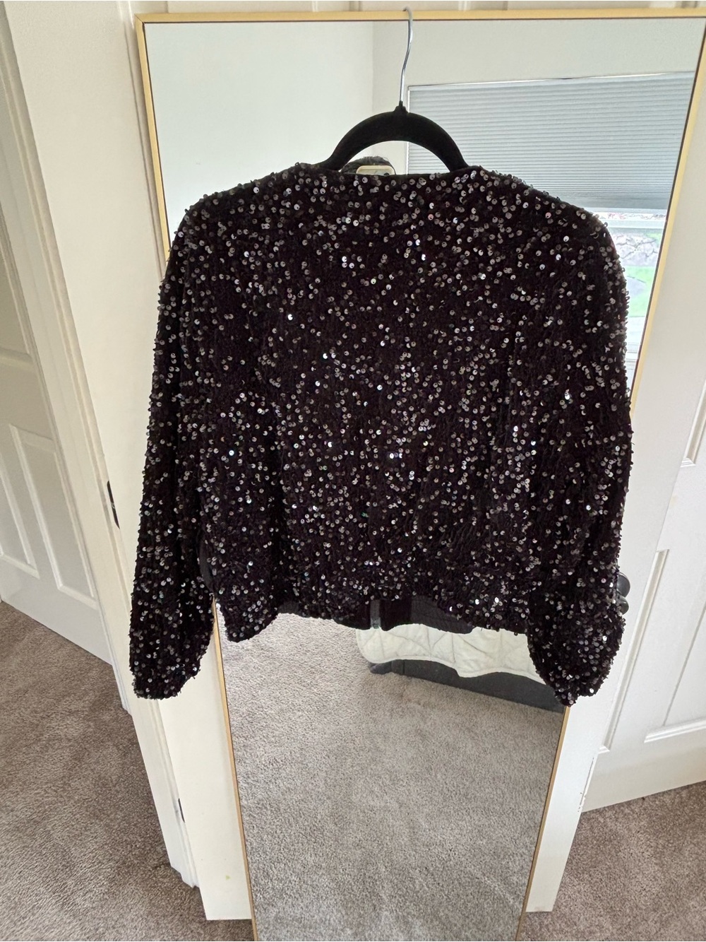 Black Sequin Bomber Jacket - Picture 2 of 3